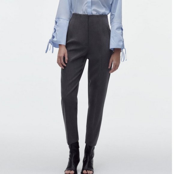 ZARA High-Waisted Pants - Gray marl | 2162/888 - Size L - Picture 1 of 5